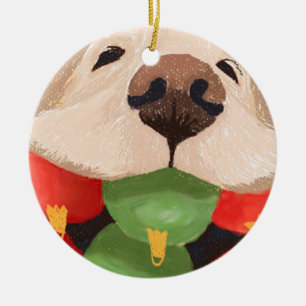 Funny Golden Retriever Christmas Balls Mouth Keramik Ornament