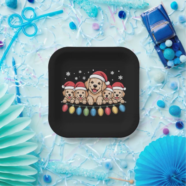 Funny Golden Retriever Christmas Welpe Hund Pappteller (Party)