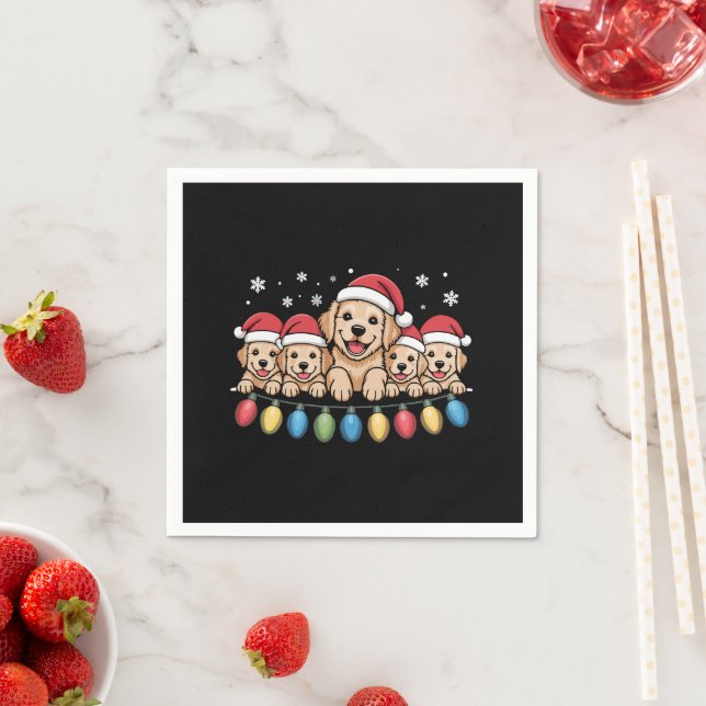 Funny Golden Retriever Christmas Welpe Hund Serviette (Beispiel)