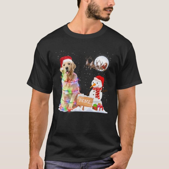 Funny Golden Retriever Dog Christmas Snowman Xmas T-Shirt (Vorderseite)