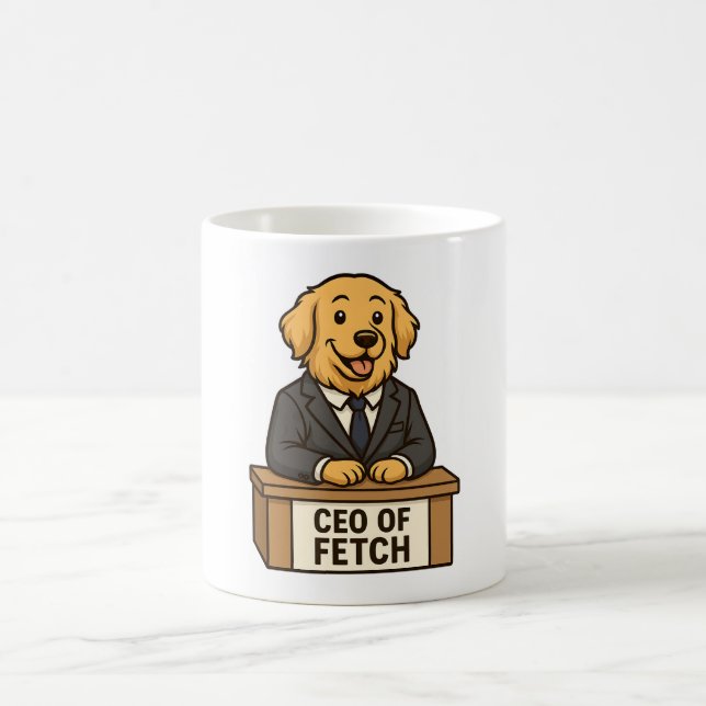 Funny Golden Retriever in einem Anzug Dog Design Kaffeetasse (Mittel)