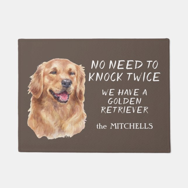 Funny Golden Retriever Knock Twice Doormat Fußmatte (Vorderseite)