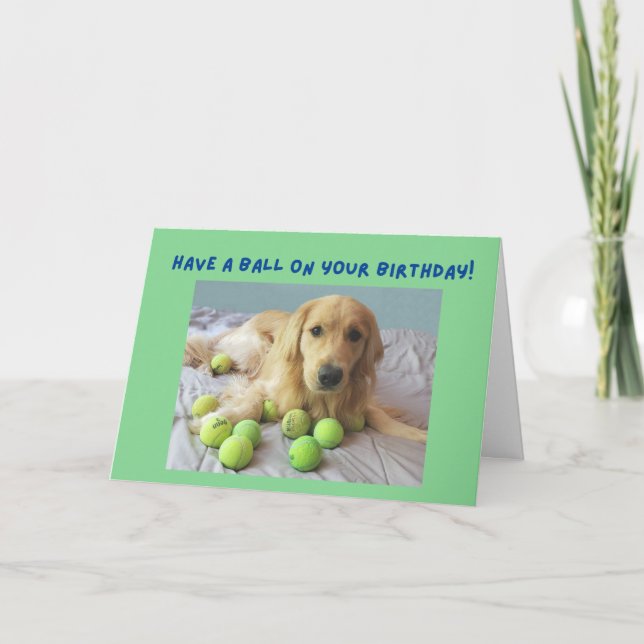 Funny Golden Retriever mit Tennis Balls Geburtstag Karte (Vorderseite)