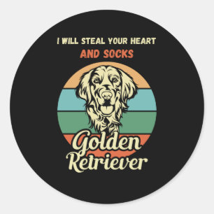 Funny Golden Retriever Sock Dieb. Funny Dog Runder Aufkleber