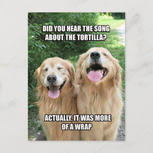 Funny Golden Retriever Tortilla Joke Meme Postkarte