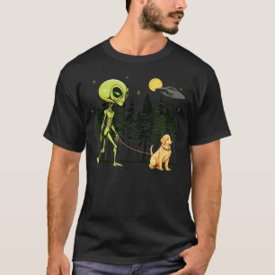 Funny Golden Retriever Walking Pet Vater T-Shirt