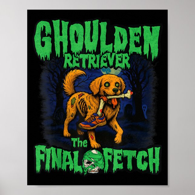 Funny Golden Retriever Zombie Halloween, Soky Ghou Poster (Vorne)