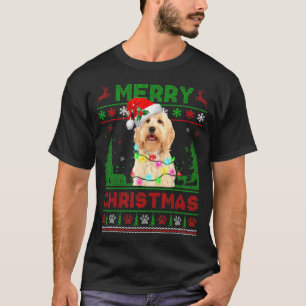 Funny Goldendoodle Dog Tree Weihnachtslicht Weihna T-Shirt