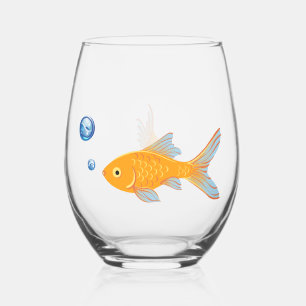 Funny Goldfish gibt Custom Novelty Weinglas Ohne Stiel