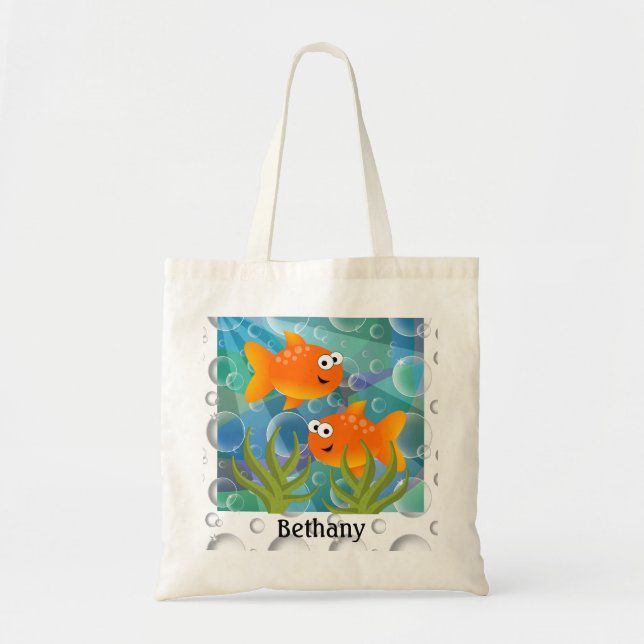 Funny Goldfish Personalisiert Tragetasche (Vorne)