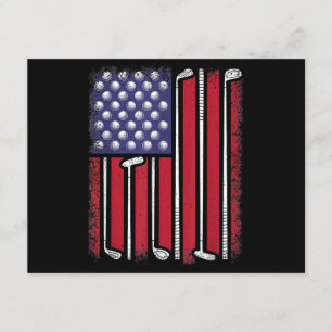 Funny Golf American Flag Golf Player Vintag Golfe Begleitkarte