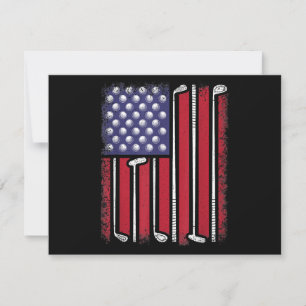 Funny Golf American Flag Golf Player Vintag Golfe Einladung