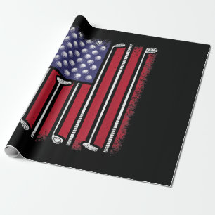 Funny Golf American Flag Golf Player Vintag Golfe Geschenkpapier