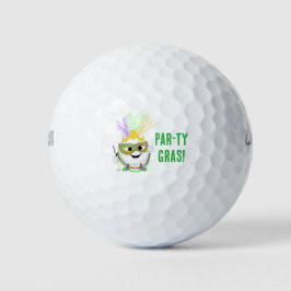 Funny Golf Ball Celebrating Mardi Gras 