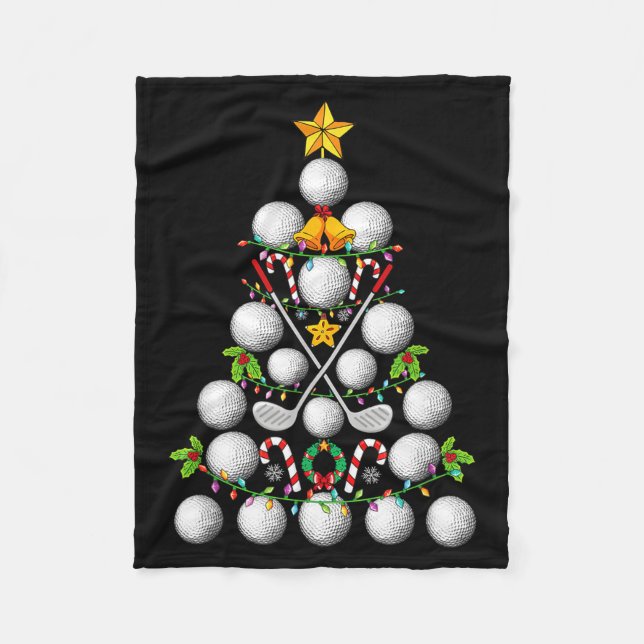 Funny Golf Ball Christmas Tree Christmas Golf Love Fleecedecke (Vorderseite)