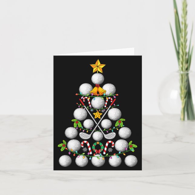 Funny Golf Ball Christmas Tree Christmas Golf Love Karte (Vorderseite)