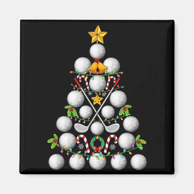 Funny Golf Ball Christmas Tree Christmas Golf Love Magnet (Vorne)