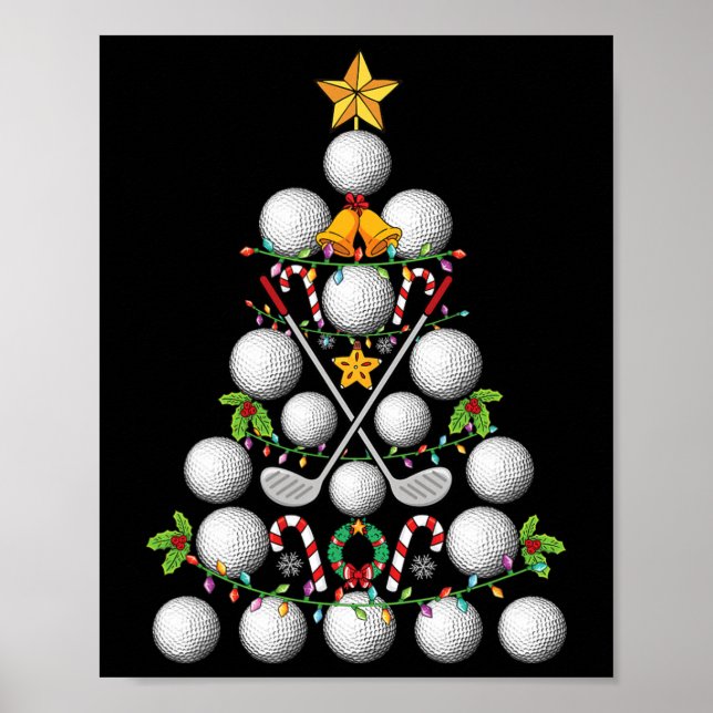 Funny Golf Ball Weihnachtsbaum WeihnachtsGolf Lieb Poster (Vorne)