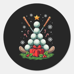 Funny Golf Ball Weihnachtsbaum Weihnachtsmannmütze Runder Aufkleber