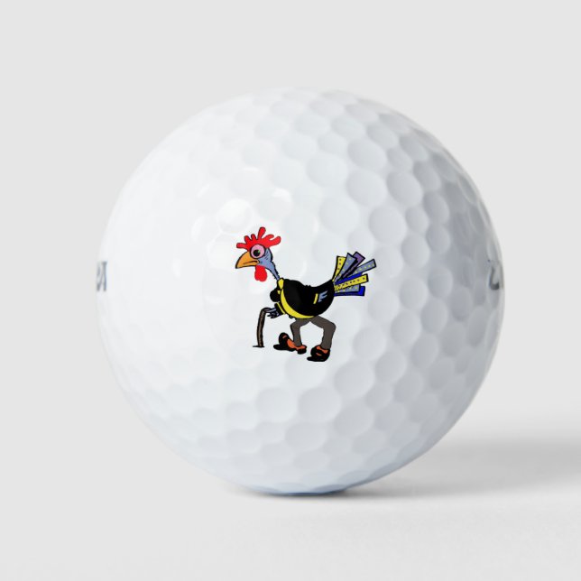 Funny Golf Balls für ein "Old Rooster" Golfball (Vorderseite)
