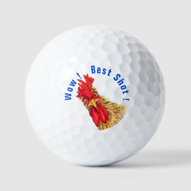 Funny Golf Balls Surprost Rooster und Text Golfball (Vorderseite)