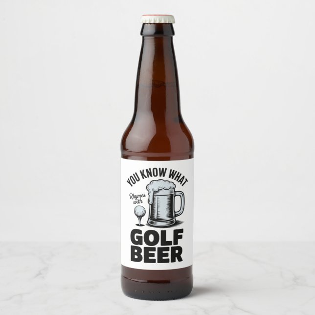 Funny Golf Beer Golfer Gift Beer Humor Golfing Bierflaschenetikett (Vorderseite)