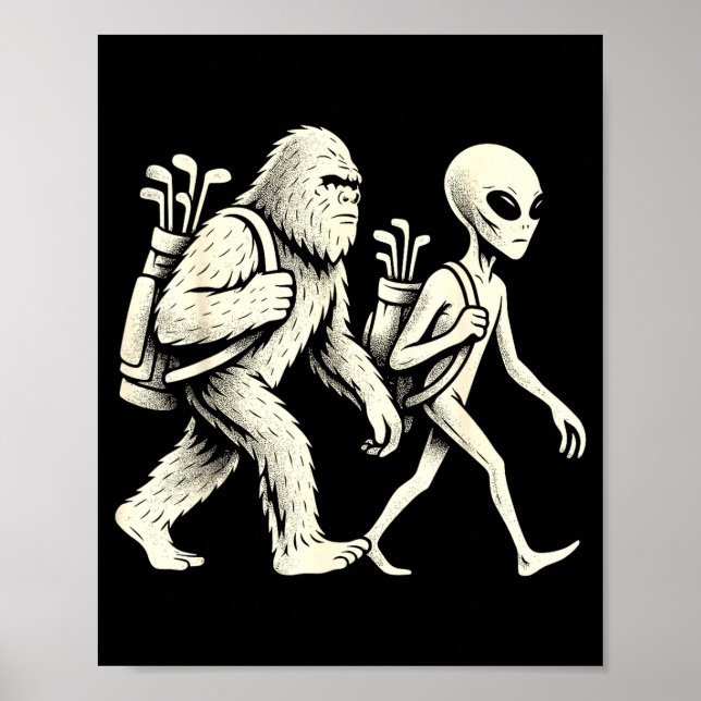 Funny Golf Bigfoot Sasquatch Alien Ufo Golfer  Poster (Vorne)