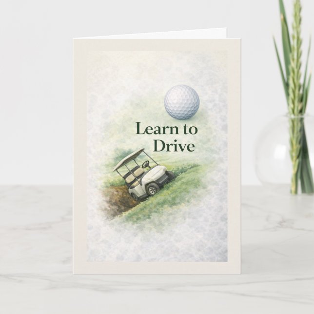 Funny Golf Birthday Card | Learn to Drive Humor Karte (Vorderseite)