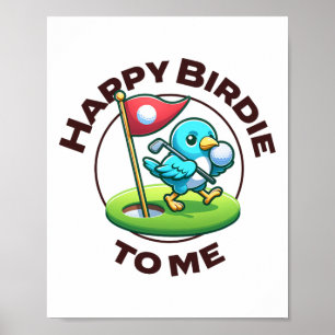 Funny Golf Birthday Happy Birdie Golfer Kids Boys Poster