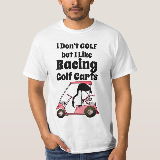 Funny Golf Cart Racing Flamingo T-Shirt (Vorderseite)