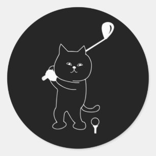 Funny Golf Cat Vater Golfplatz Golfer Runder Aufkleber