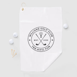 Funny Golf Club Golfer Pub Custom Text Schwarz-wei Golfhandtuch