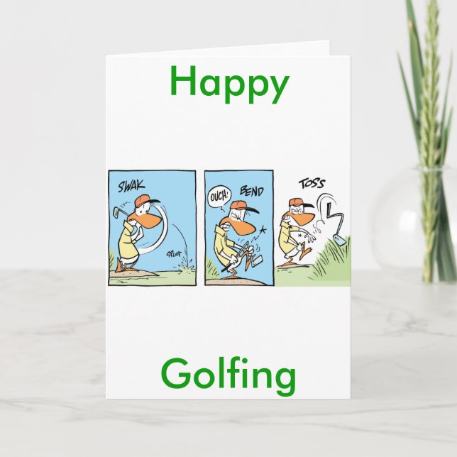 Funny Golf Comic Grußkarte Karte (Vorderseite)