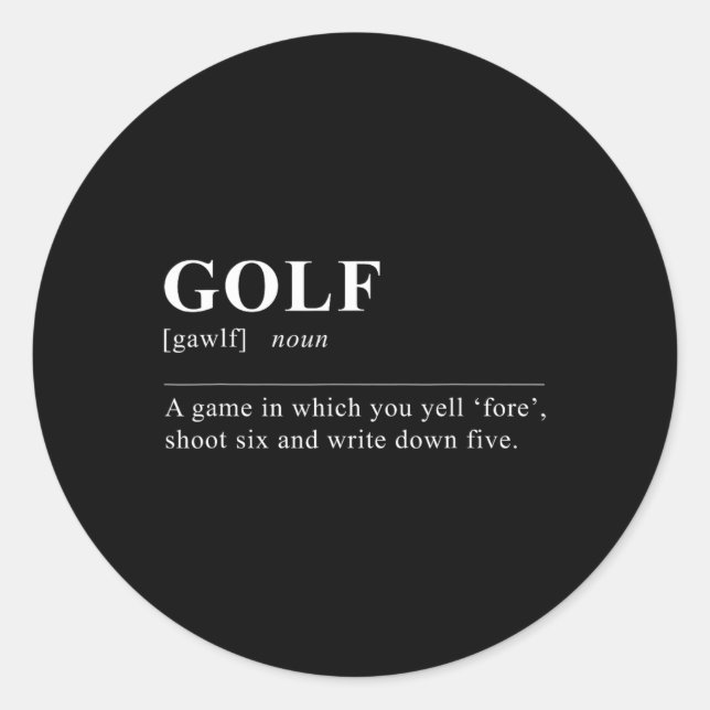 Funny Golf Definition Runder Aufkleber (Vorderseite)