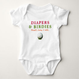 Funny Golf Diapers and Birdies Baby Strampler