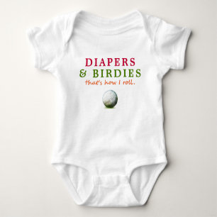 Funny Golf Diapers and Birdies Baby Strampler