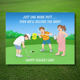 Funny Golf Doctor Delivering Baby After Putt Humor Postkarte