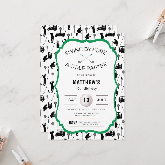 Funny Golf Einladung zum Geburtstag Golf Party (Vorderseite/Rückseite Beispiel)