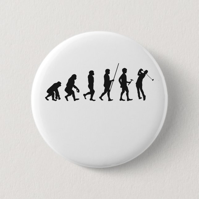 Funny Golf Evolution of Man Geschichte des Golfens Button (Vorderseite)