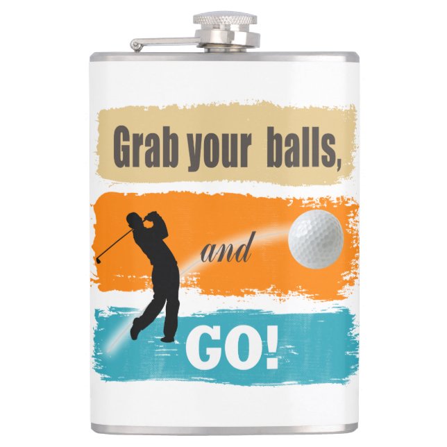 Funny Golf Grab Your Balls ID466 Flachmann (Vorderseite)