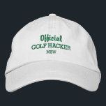 Funny Golf Hacker Custom Monogram bestickt Bestickte Baseballkappe<br><div class="desc">Golf im Stil mit diesem lustigen bestickten Hut mit den Worten "Offizieller Golfhacker" und Ihrem Monogramm oder Sondertext unten. Ändern Sie einfach den Text und die Farbe. Egal,  ob Sie dies einem Hacker geben oder selbst tragen werden,  Sie werden sicher viel Lachen auf dem Platz bekommen.</div>