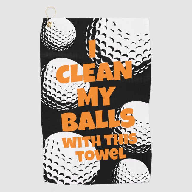 Funny Golf Handtuch I Clean my Balls (Vorderseite)