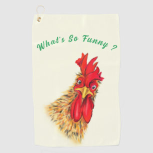Funny Golf Handtuch überrascht Rooster - Custom Te