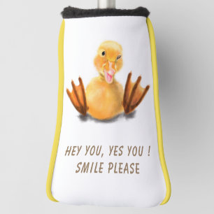 Funny Golf Head Cover Happy Duck - Custom Text Golf Headcover