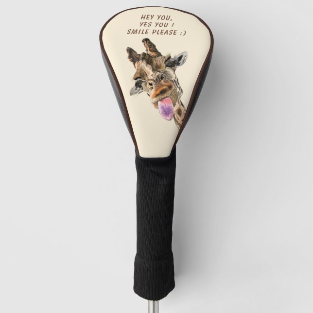 Funny Golf Head Cover Playful Giraffe Custom Text Headcover (Vorderseite)