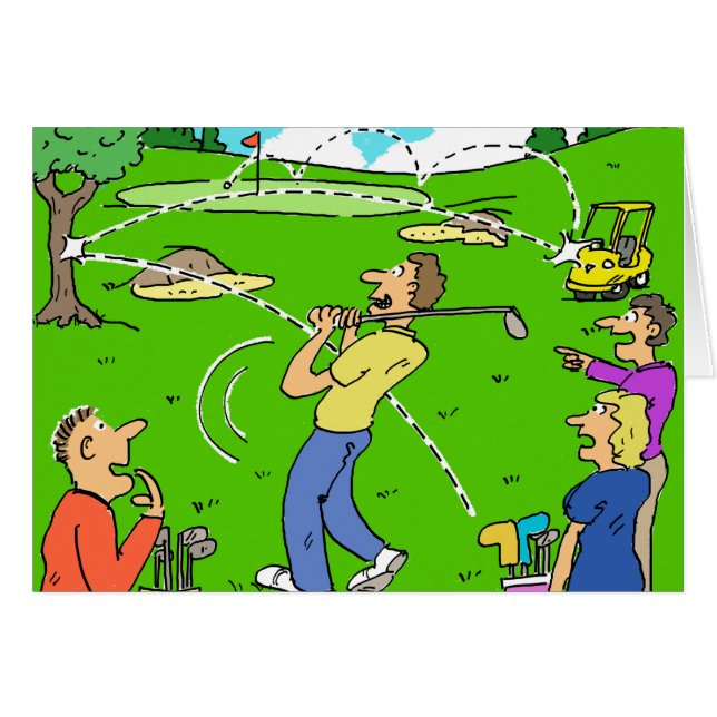 Funny Golf Image. Freak Golf Shot Rebounds (Vorderseite (Horizontal))