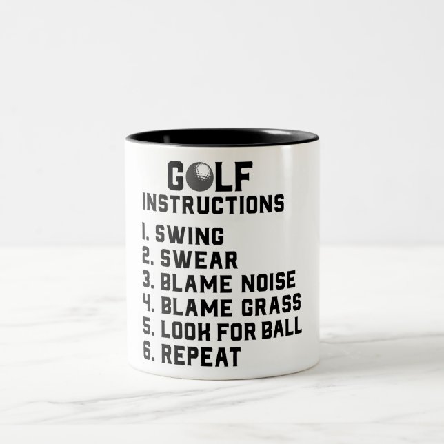 Funny Golf Instructions Zweifarbige Tasse (Mittel)