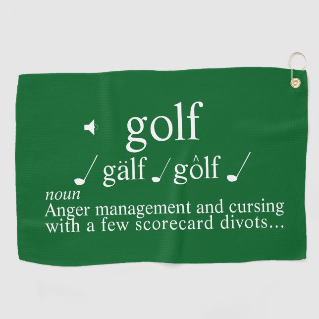 Funny Golf Instructor  Anger  Management on Green  Golfhandtuch (Horizontal)