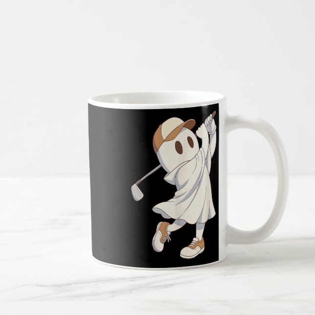 Funny Golf Kostüm Halloween Ghost Playing Grafik Kaffeetasse (Rechts)