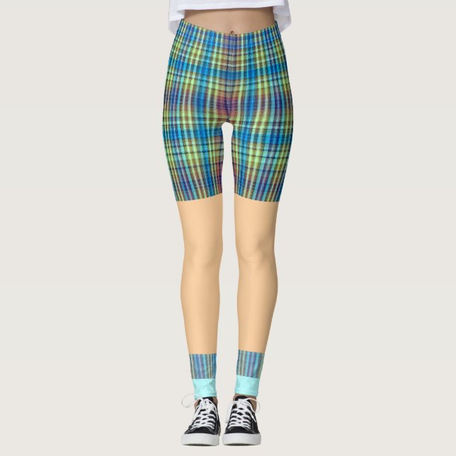 Funny golf kurze Socken karierte Muster Leggings (Vorderseite)